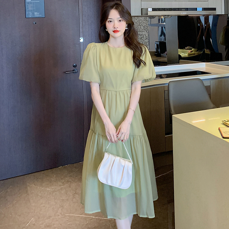 實拍夏季連衣裙子女夏裝2022年新款系帶歐根紗感收腰溫柔仙女裙