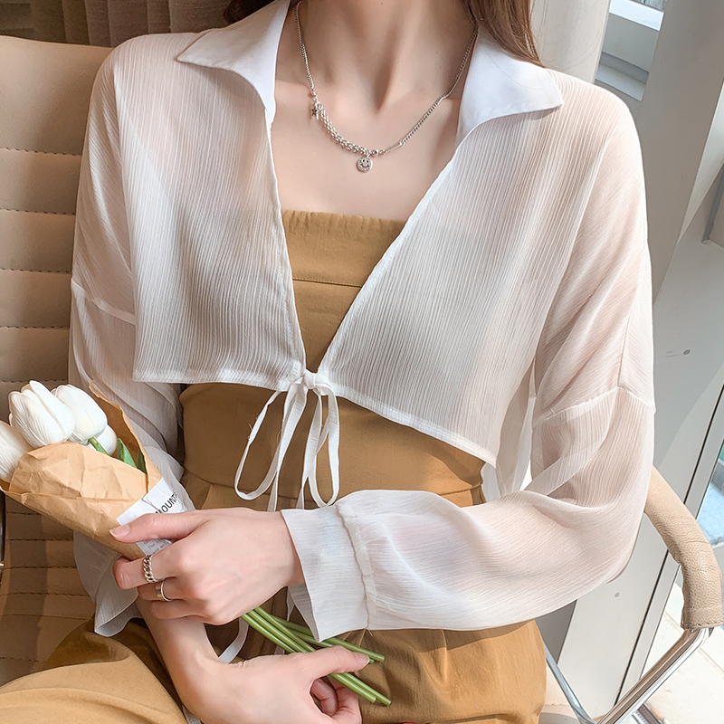 已出貨小披肩外套女2026春夏新款小坎肩雪紡防曬衣薄短款外搭開衫