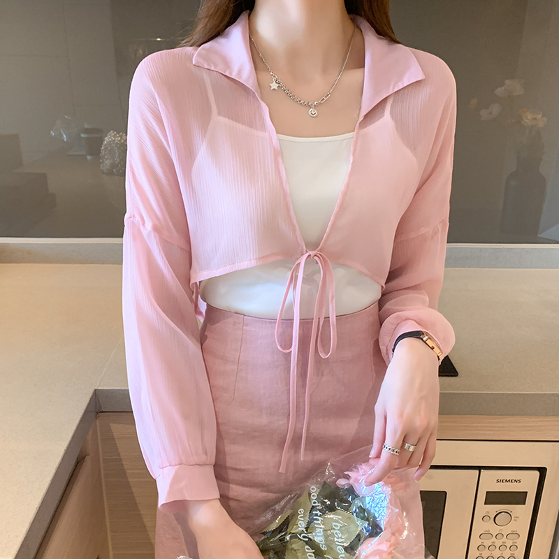 已出貨小披肩外套女2026春夏新款小坎肩雪紡防曬衣薄短款外搭開衫