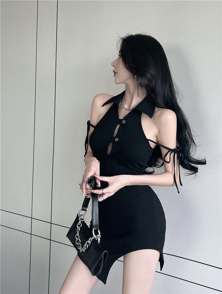 實拍實價 辣妹不規則下擺修身連衣裙