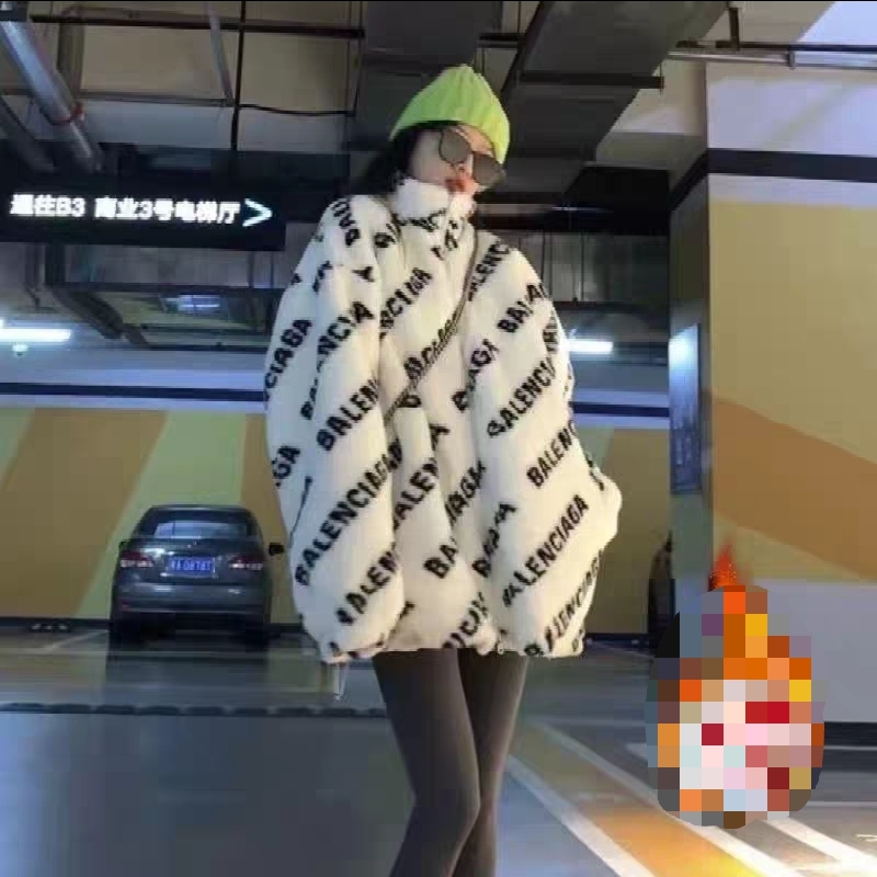特价网红时尚字母印花内胆充棉保暖羊羔毛短外套#GY