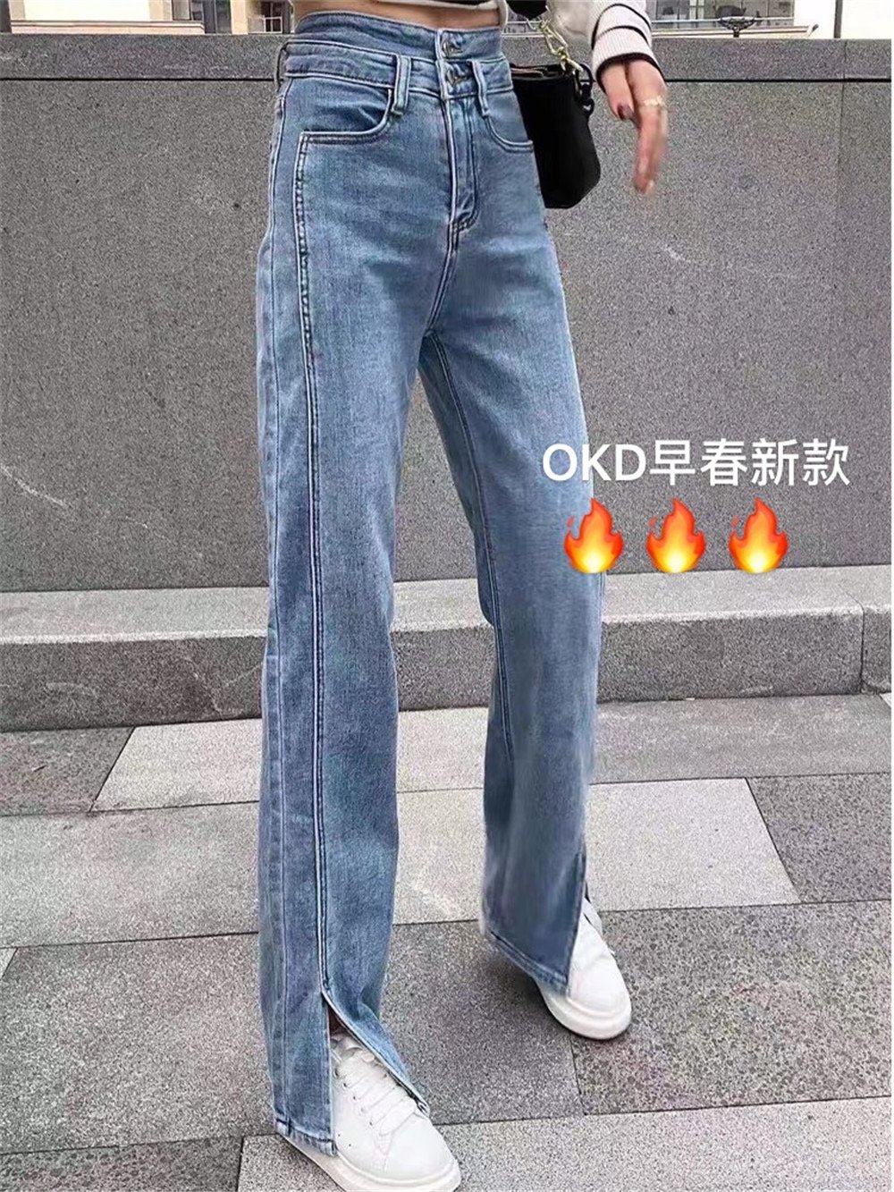 特价早春上新！韩版时尚高腰气质直筒休闲牛仔裤#CC