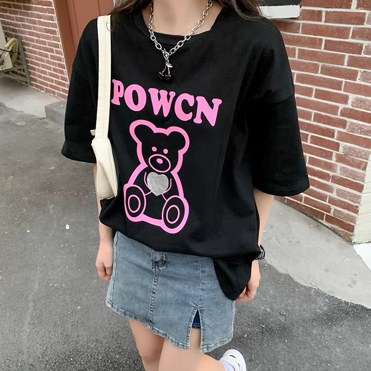 原价18！D.K夏季新品小熊图案印花时尚短袖T恤#AY