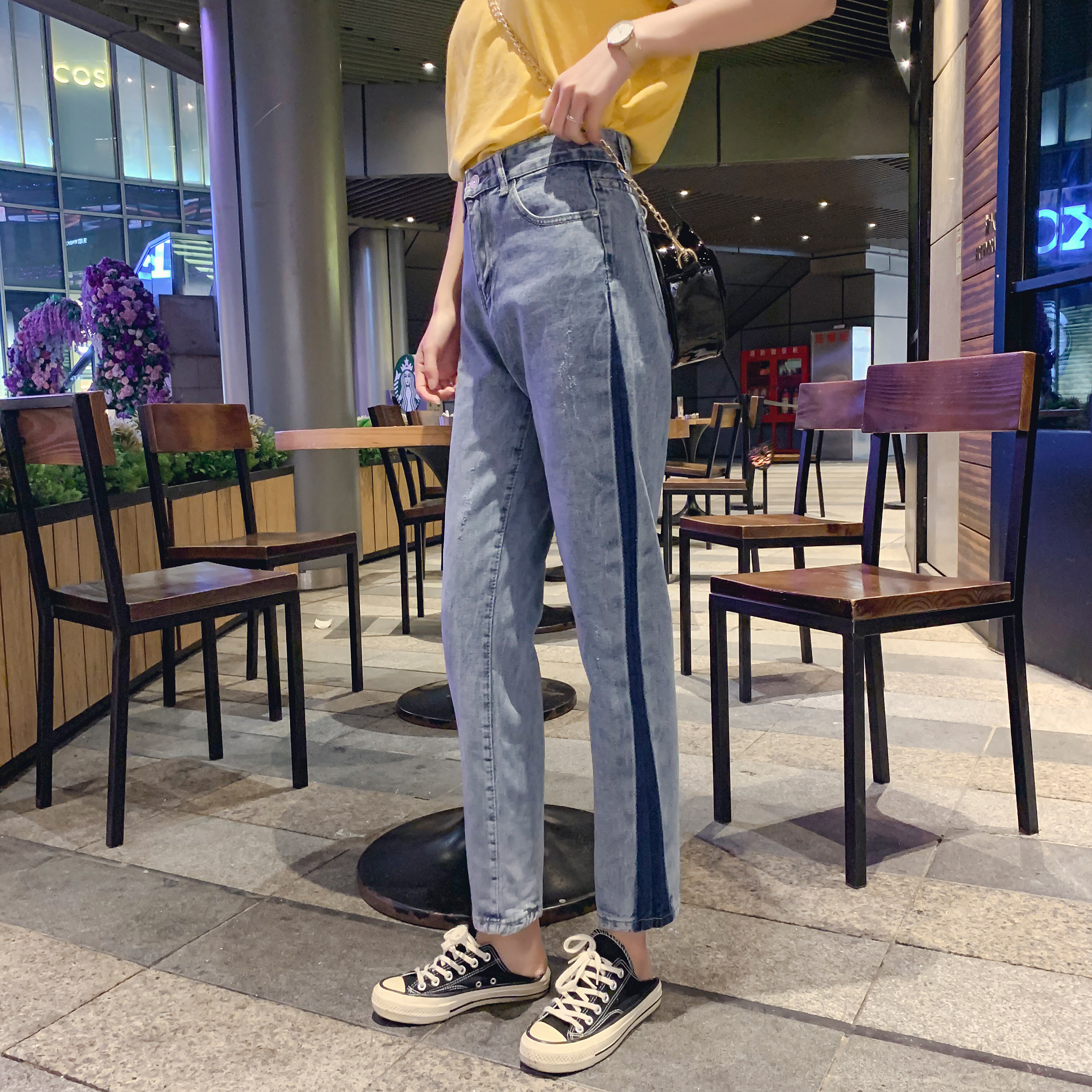 韩版老爹裤2019款牛仔裤ins抖音爆款大码牛仔裤chic显瘦怪味少女