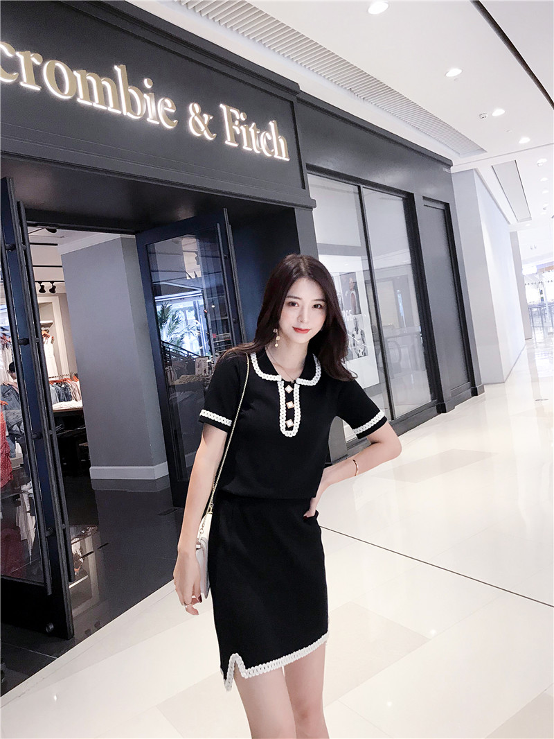 VK旗艦店 韓國風時尚氣質小香風套裝短袖裙裝