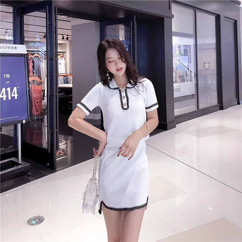 VK旗艦店 韓國風時尚氣質小香風套裝短袖裙裝