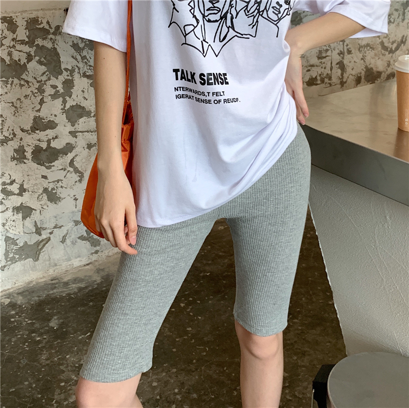 实拍 薄款修身显瘦运动五分裤打底裤外穿短裤紧身裤弹力裤