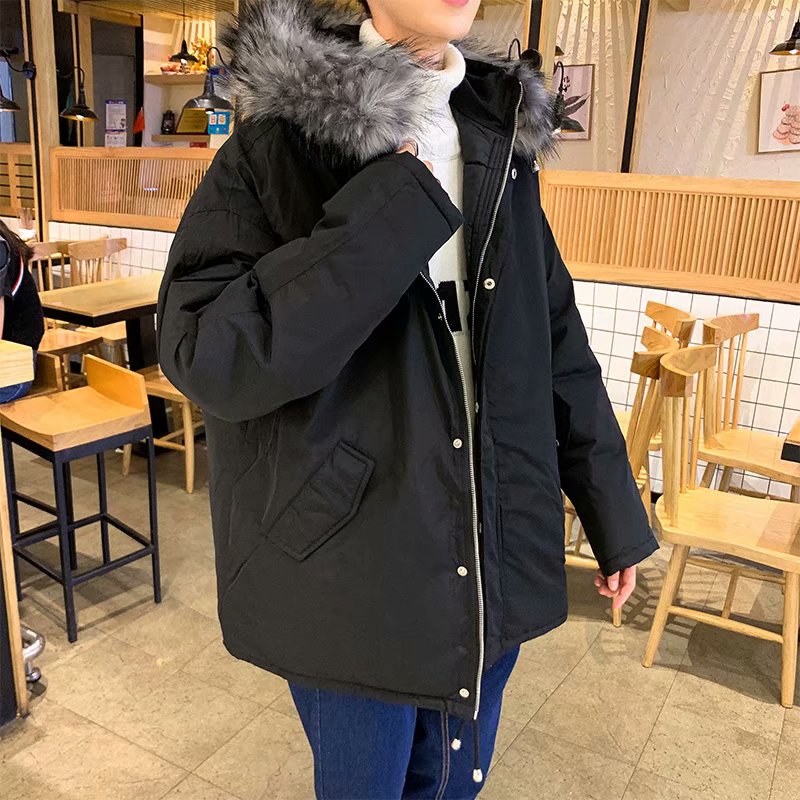 冬季棉衣男宽松连帽毛领棉服韩版潮流青年加厚休闲帅气棉袄男外套