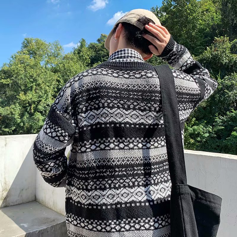 毛衣男士秋冬季新款厚款休闲针织衫韩版百搭条纹线衣潮流毛衫上衣