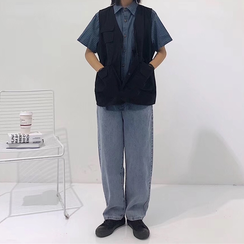 属性男控价50韩版男女牛仔裤水洗直筒裤宽松ins潮流复古阔腿长裤