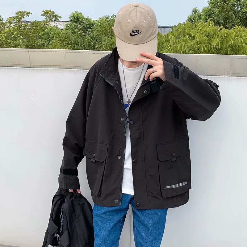 实拍季新款男士上衣休闲时尚外套男宽松个性潮流青年学生帅气夹克