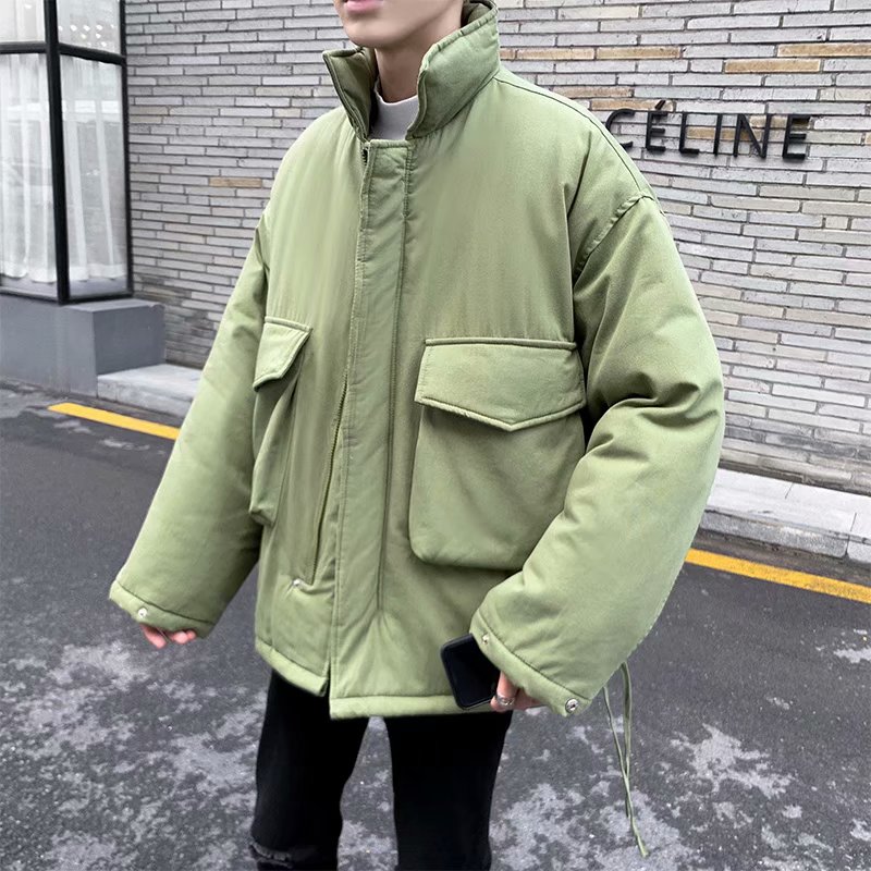 冬季港风加厚棉衣男休闲宽松立领棉袄日系宽松百搭青年学生面包服