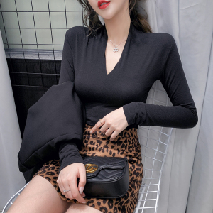 MY3673#高品质 纯棉v领修身显瘦打底衫 长袖T恤女 2020秋季新款