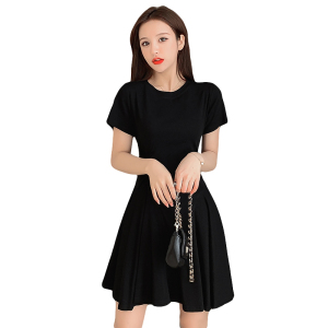 RY1552#连衣裙女夏2020新款收腰显瘦 气质透气舒适针织裙短袖百搭a字裙