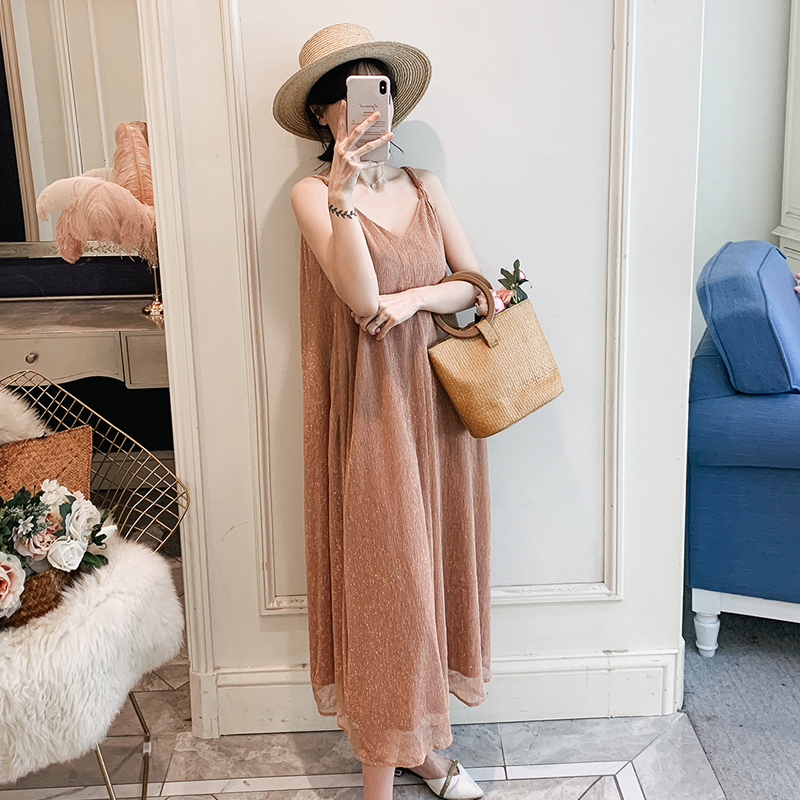 实拍 现货 孕妇新款吊带连衣裙