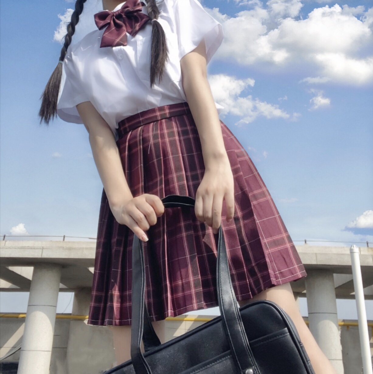 沙华中牌制服馆jk制服裙学院风少女百褶裙日系高腰格子裙_小兔快跑xtk