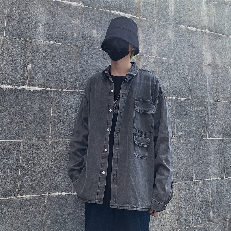 控价50初秋韩国ins复古潮流牛仔外套薄款男女宽松外搭开衫百搭