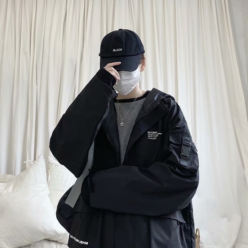 实拍 韩版男士工装外套潮流百搭夹克男港风街头休闲ins潮牌上衣