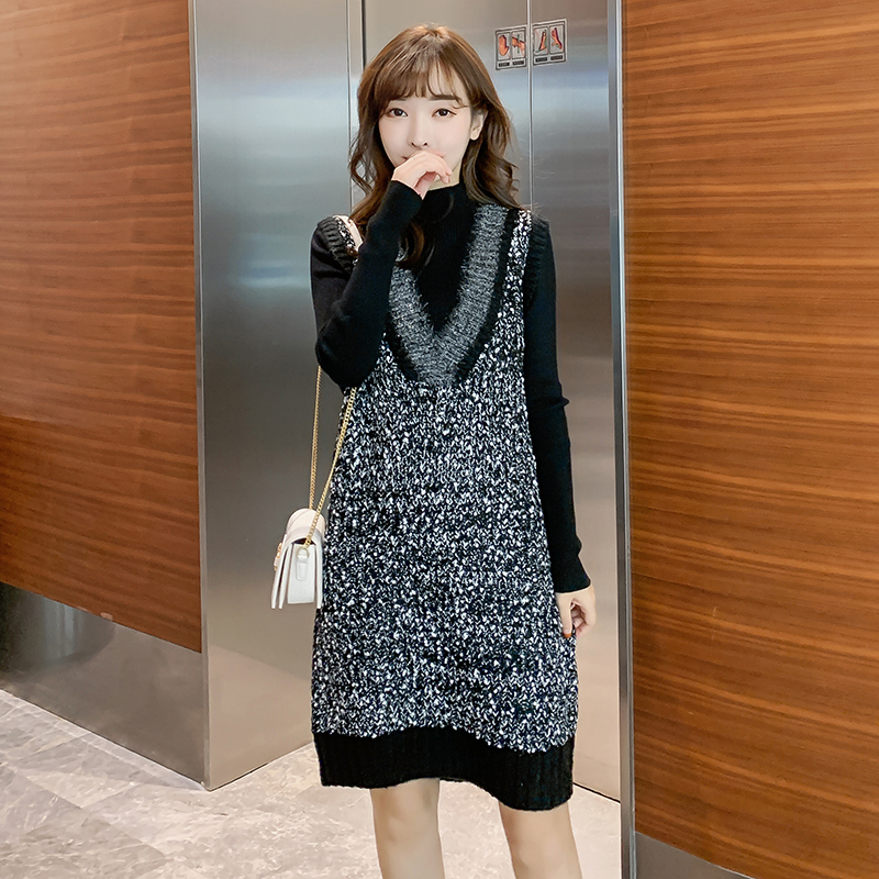 实拍9942#秋冬哺乳毛衣潮背心马甲外套百搭喂奶针织上衣两件套装