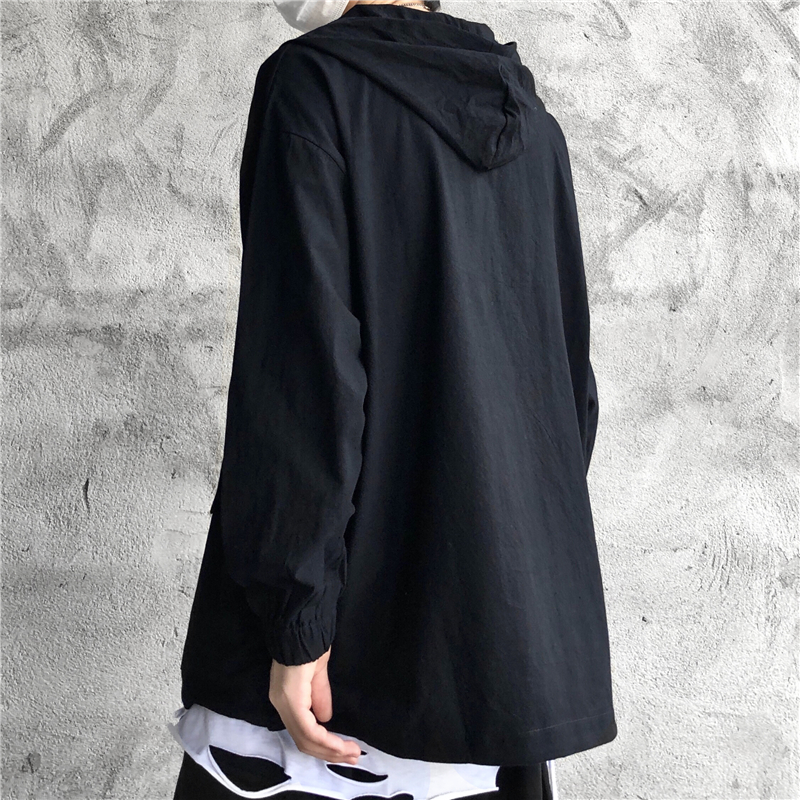 控价45韩国ins潮流暗黑系高街男女卫衣连帽套头长袖T恤宽松系绳