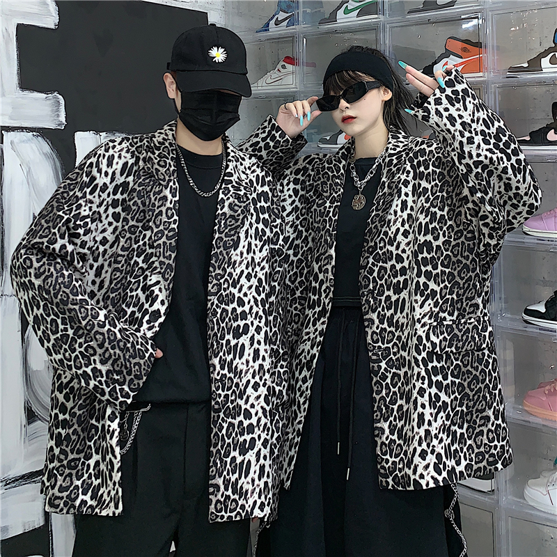 控价57属性女韩国复古男女外套ins潮流豹纹西装宽松休闲百搭潮搭