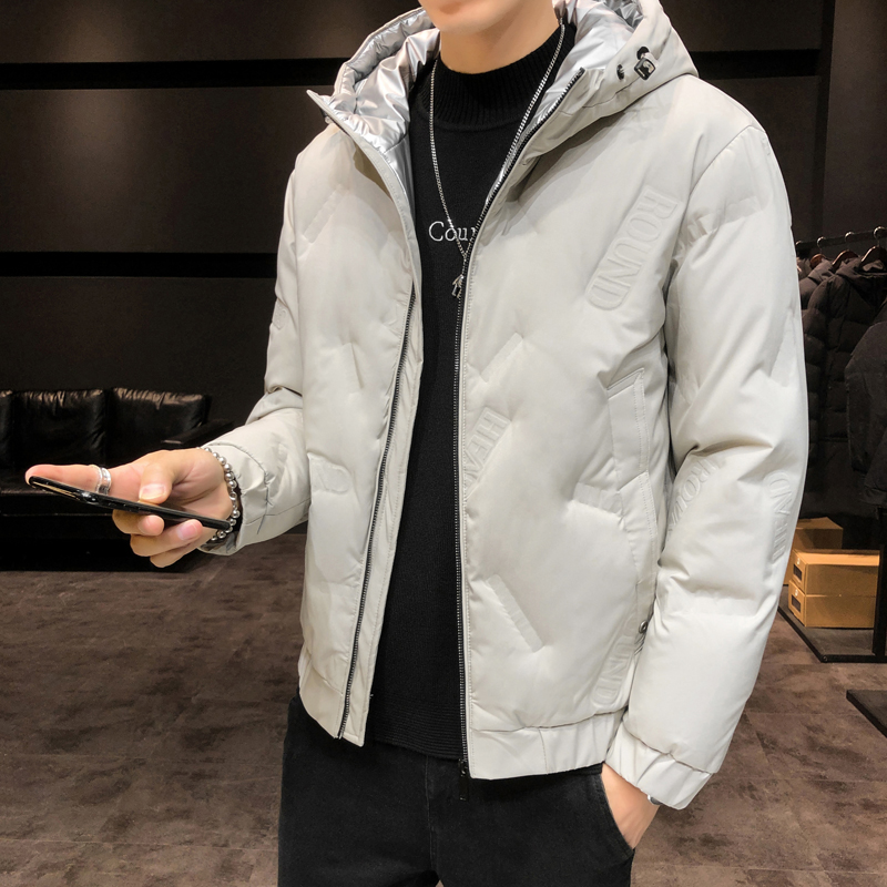 新款男装羽绒服短款保暖白鸭绒连帽百搭羽绒外套