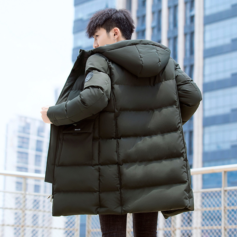 新款秋冬男装中长款时尚休闲时尚防寒保暖宽松连帽棉衣外套2107