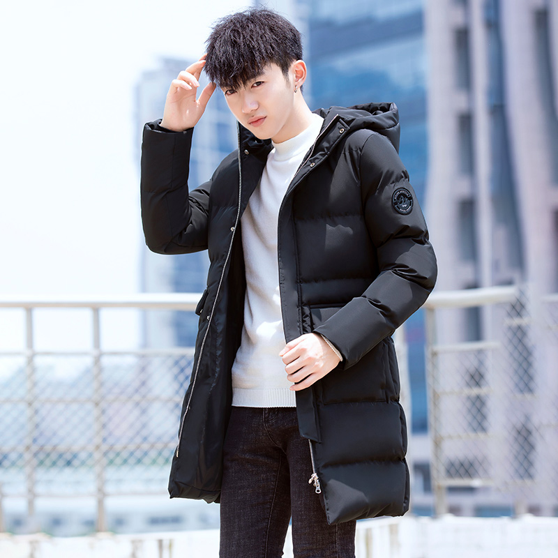 新款秋冬男装时尚休闲时尚防寒保暖宽松连帽棉衣中长款外套