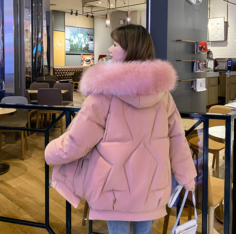 实拍 羽绒棉服2020新款棉服女韩版宽松中长款学生棉袄加厚外套潮