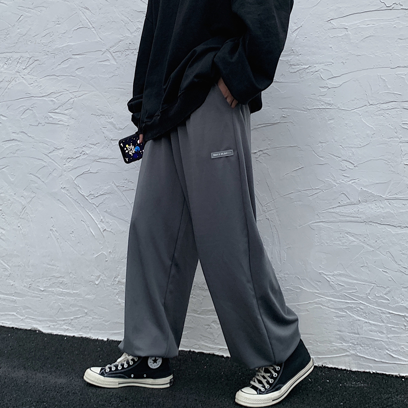 控价38韩国复古休闲裤ins潮流男女宽松运动裤四季百搭束脚裤收脚