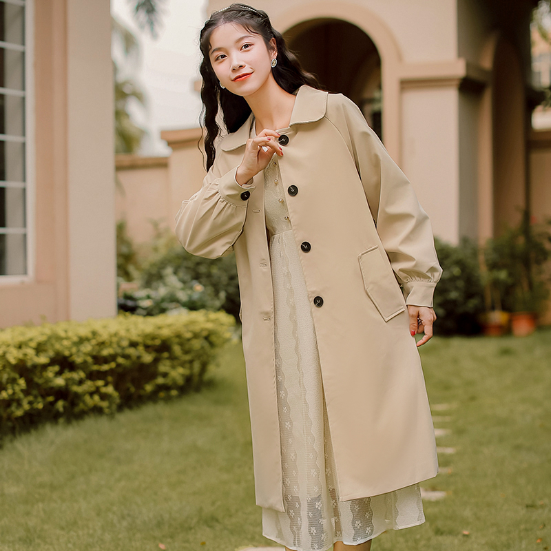 风衣女中长款小个子薄款气质大衣2020年新款秋季韩版宽松休闲外套