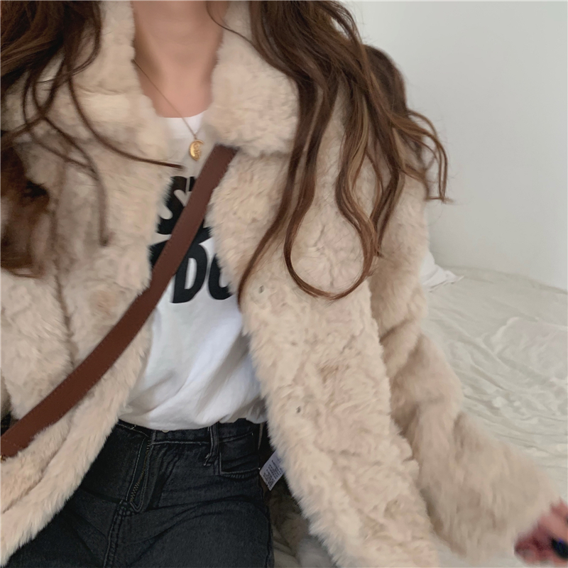 实价实拍 韩版宽松保暖舒适仿皮草毛毛外套绒上衣