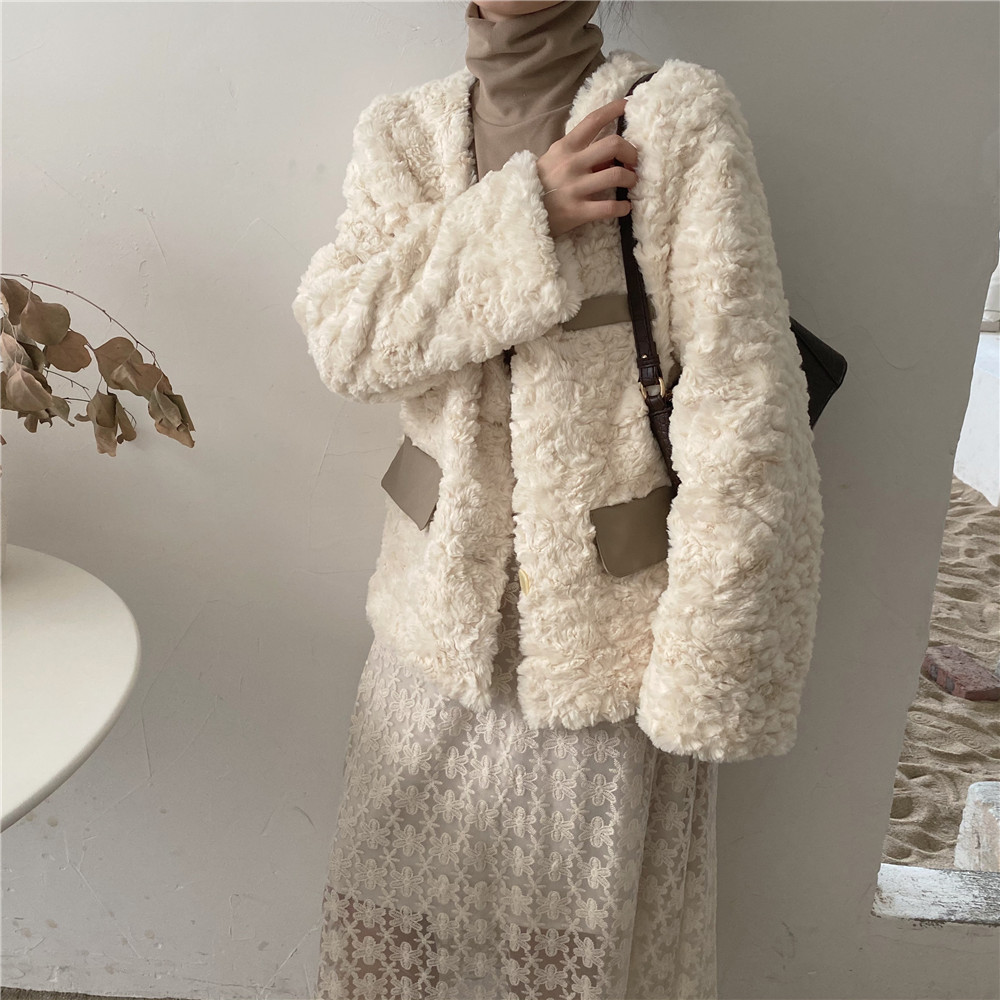 实拍2020秋冬季新款宽松显瘦毛绒绒兔毛皮草外套