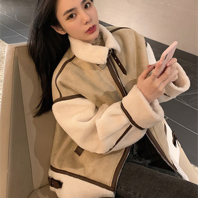 邱肉瑶11/1 0点上新秋冬加绒加厚宽松短款皮毛一体外套女