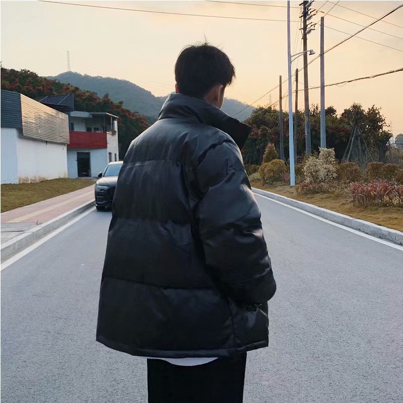 实拍 韩版宽松纯色百搭开衫上衣男日系简约休闲港风潮流棉衣