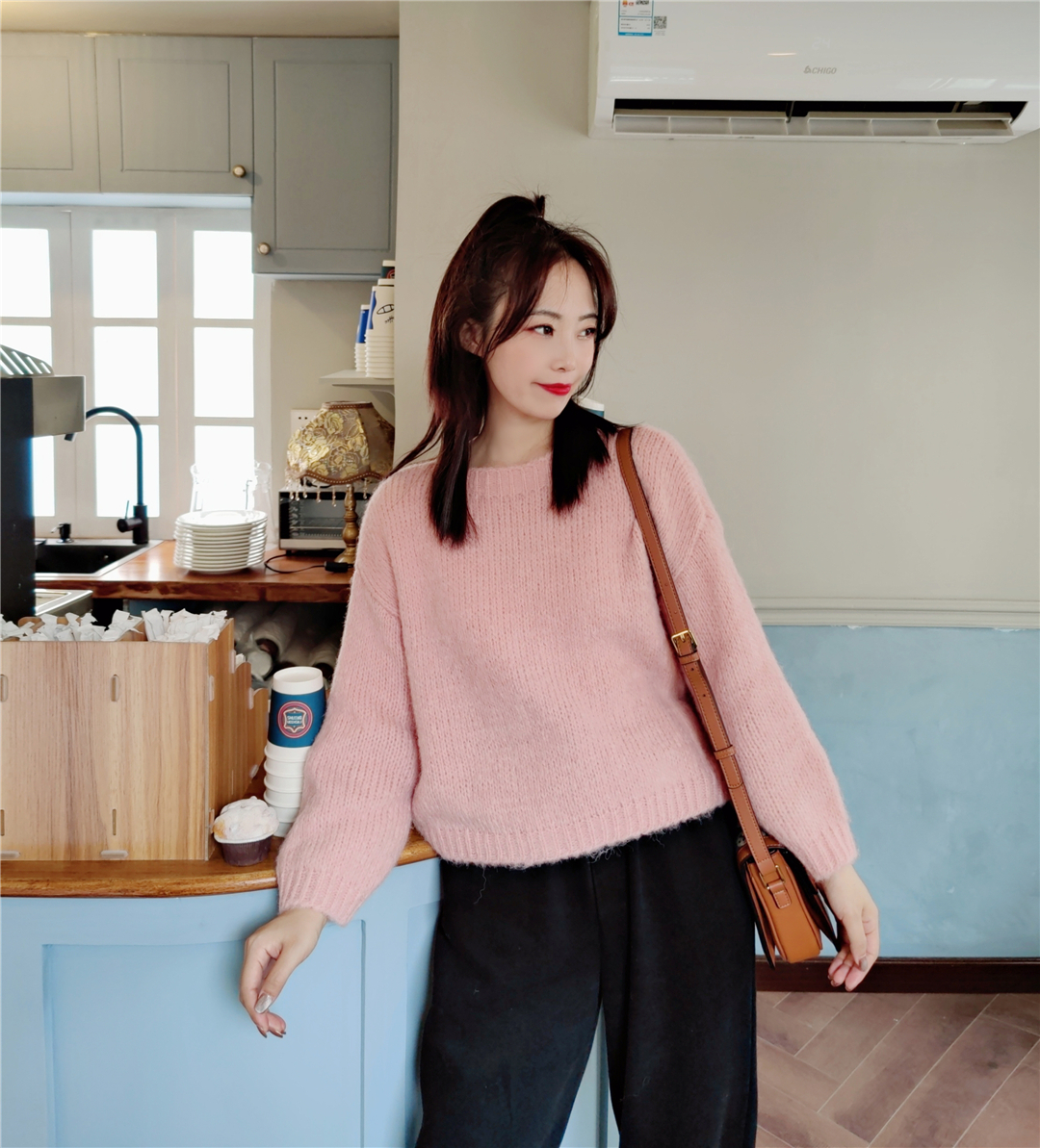 元气毛衣女秋冬宽松外传套头慵懒毛衣温柔风上衣百搭保暖针织