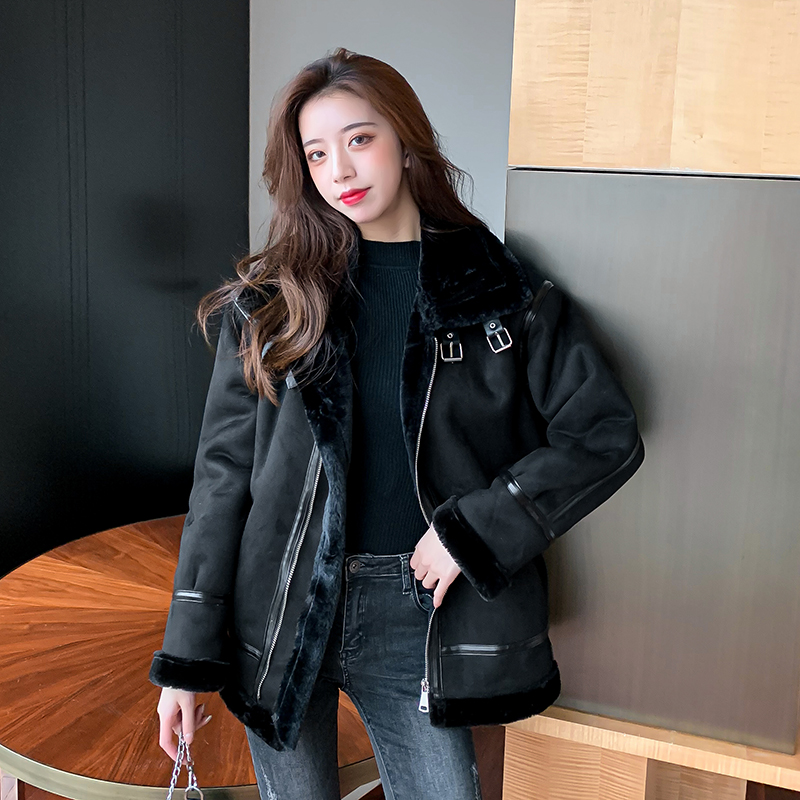 实拍2020 鹿皮绒皮毛一体加厚外套