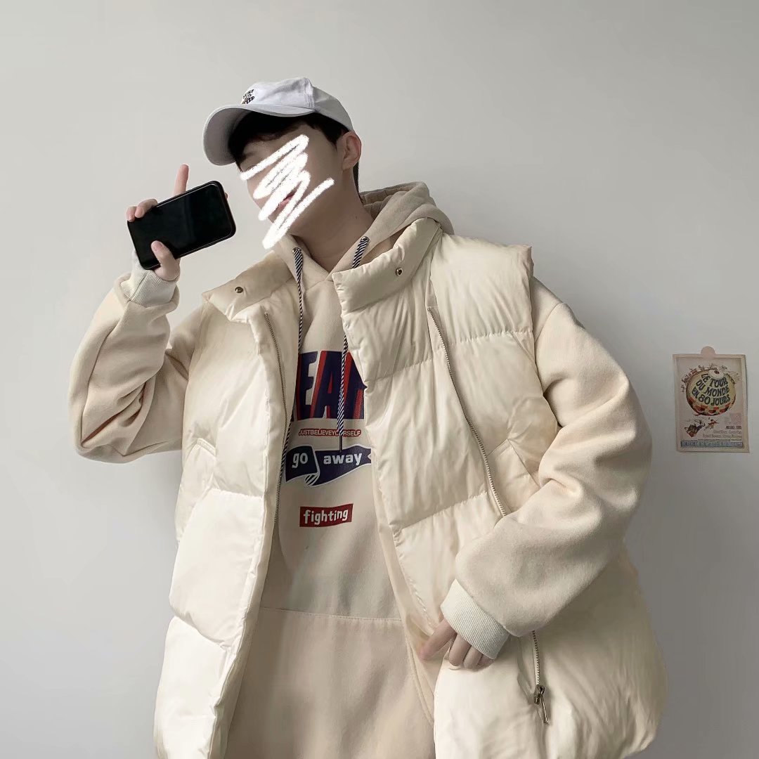 实拍冬马甲棉服背心男韩版ins潮流学生外穿无袖坎肩宽松上衣外套