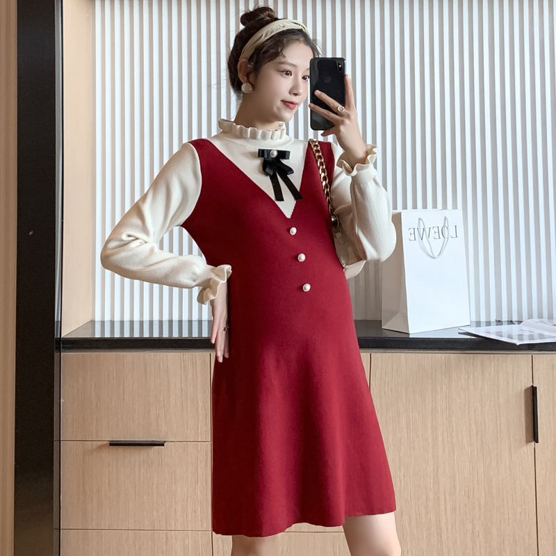 实拍现货2020秋冬新款孕妇时尚减龄内搭毛衣胖mm包芯纱大码针织连衣裙