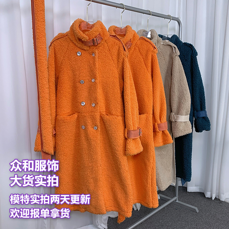果果家立领仿羊羔毛外套女2020年冬季新款韩版宽松百搭长款大衣潮