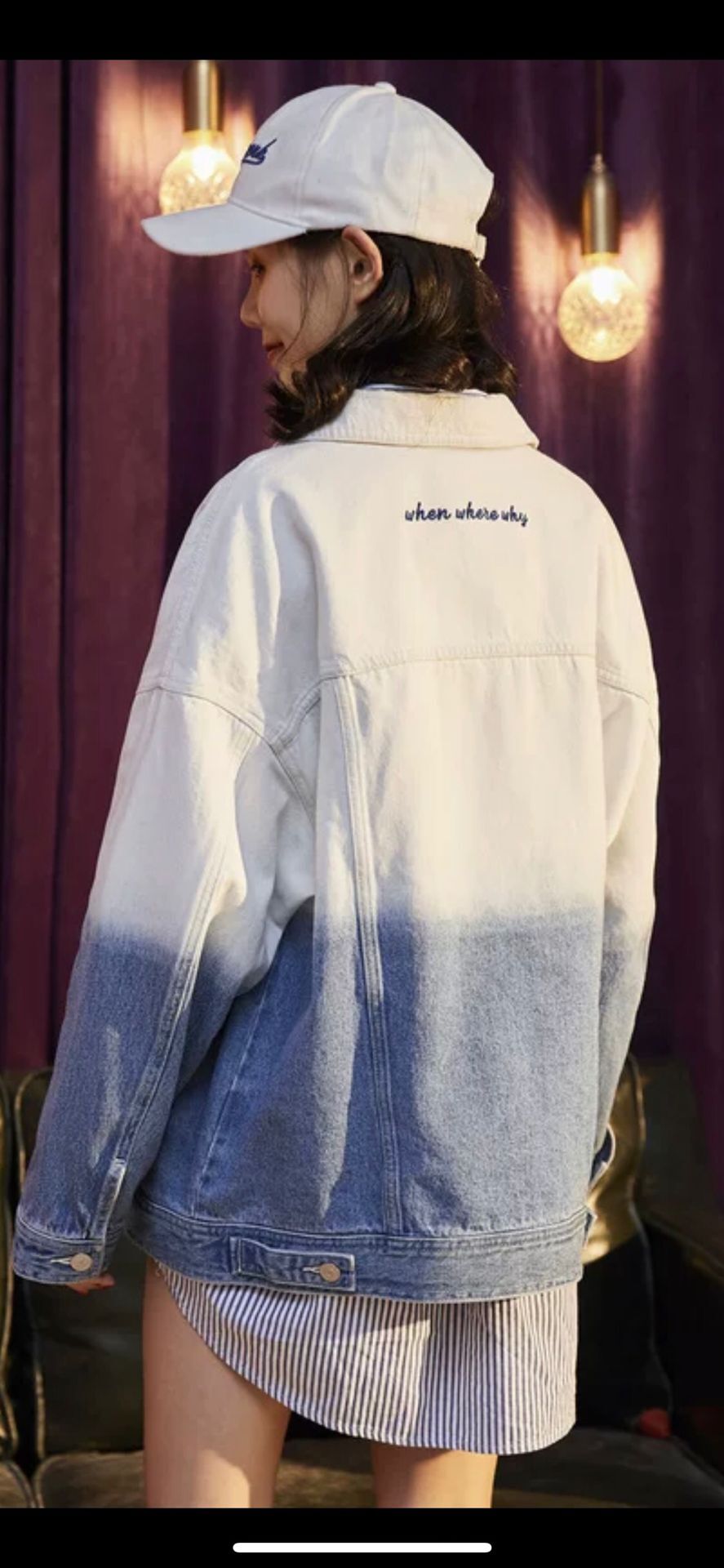 秋季新款港味复古春秋渐变牛仔外套女夹克宽松韩版百搭ins潮2020