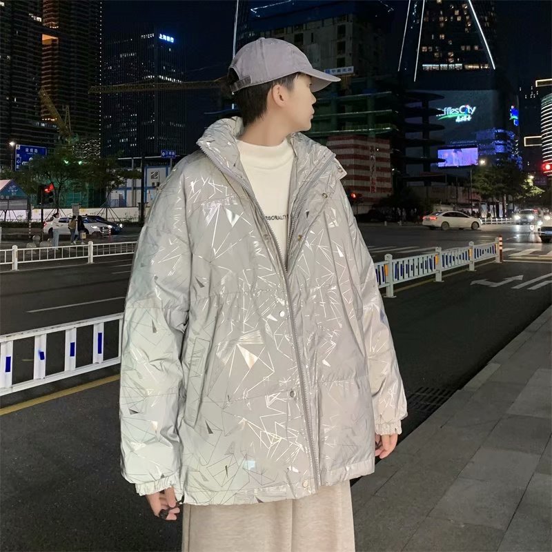 实拍立领时尚宽松青年慵懒潮流气质帅气棉衣潮牌港风新款流行外套