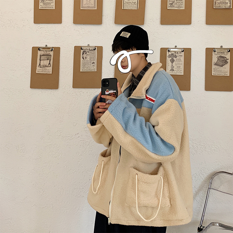 实拍日系原宿气质休闲简约流行潮流青年男百搭慵懒开衫卫衣新款