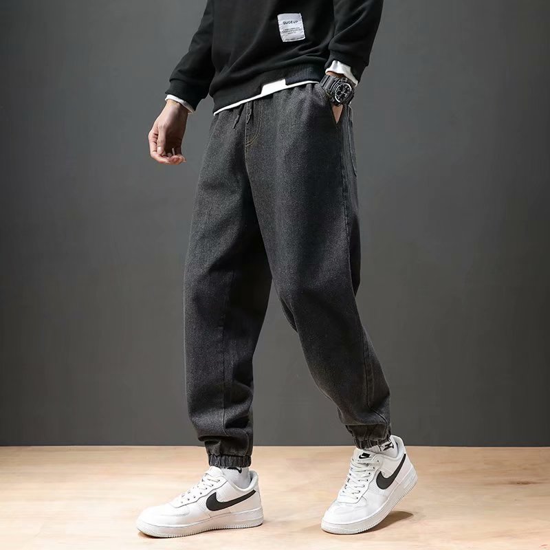 实拍牛仔裤原宿男潮流九分裤流行日系青年修身百搭新款韩版慵懒