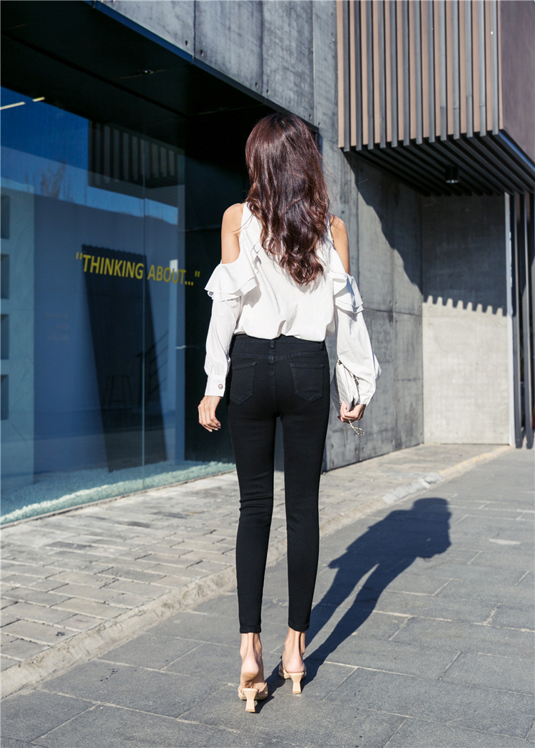 黑色牛仔裤女高腰显瘦2020秋款新百搭高弹紧身九分小脚裤子潮修身