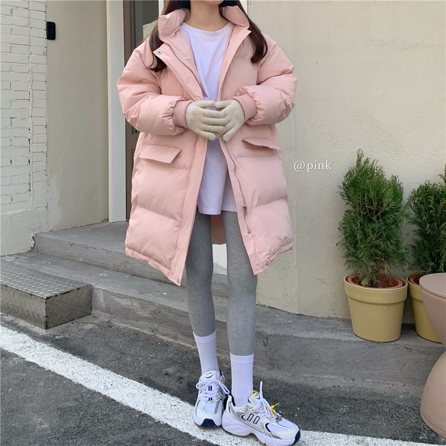 实拍实价~冬季新款加厚长款保暖棉衣连帽上衣棉服面包服