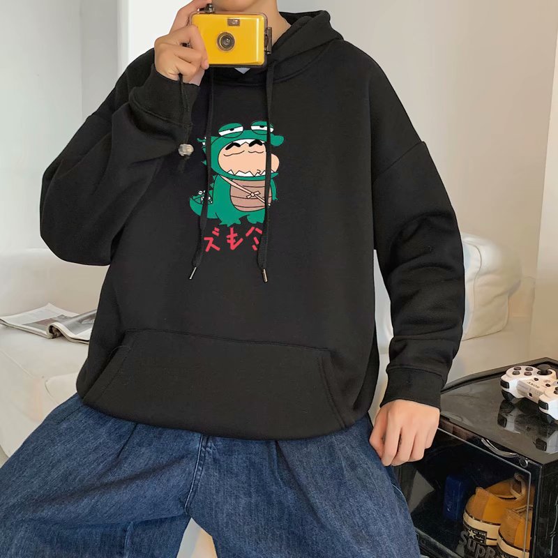 实拍流行韩版百搭青年2020新款原宿男套头加绒慵懒卫衣日系潮连帽