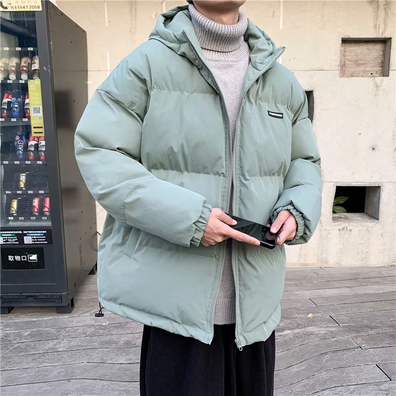 实拍冬季港风连帽工装棉衣男韩版潮流青少年百搭宽松加厚棉服外套