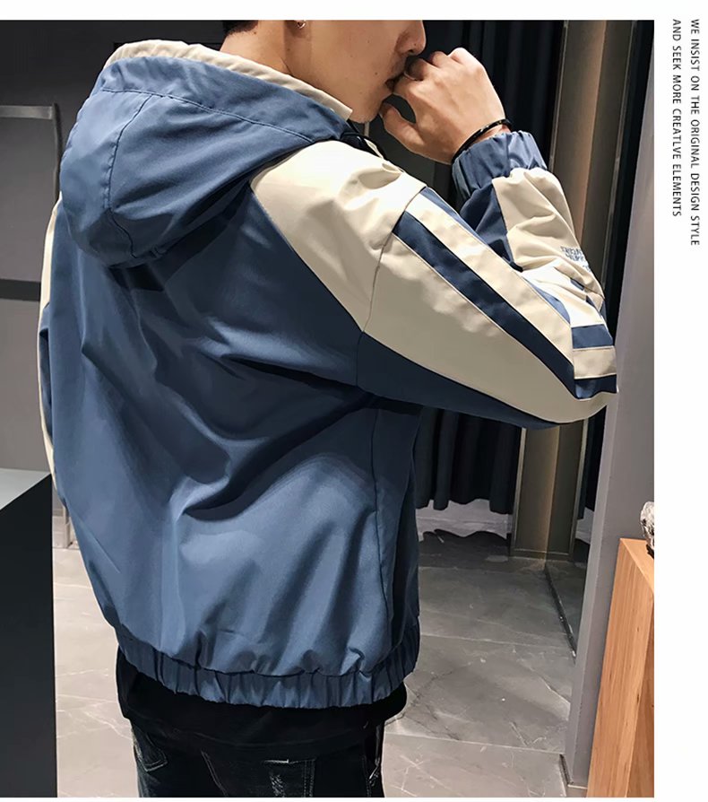 实拍潮修身日系文艺流行慵懒ins气质方领夹克少年新款简约男百搭