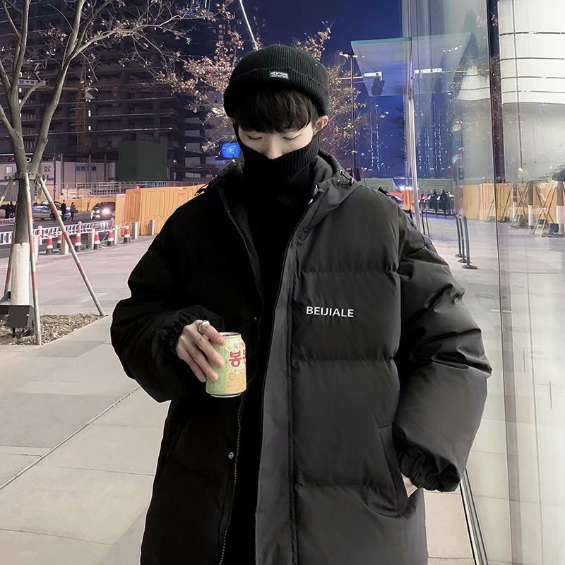 实拍冬季港风连帽工装棉衣男韩版潮牌青少年百搭宽松加厚棉服外套
